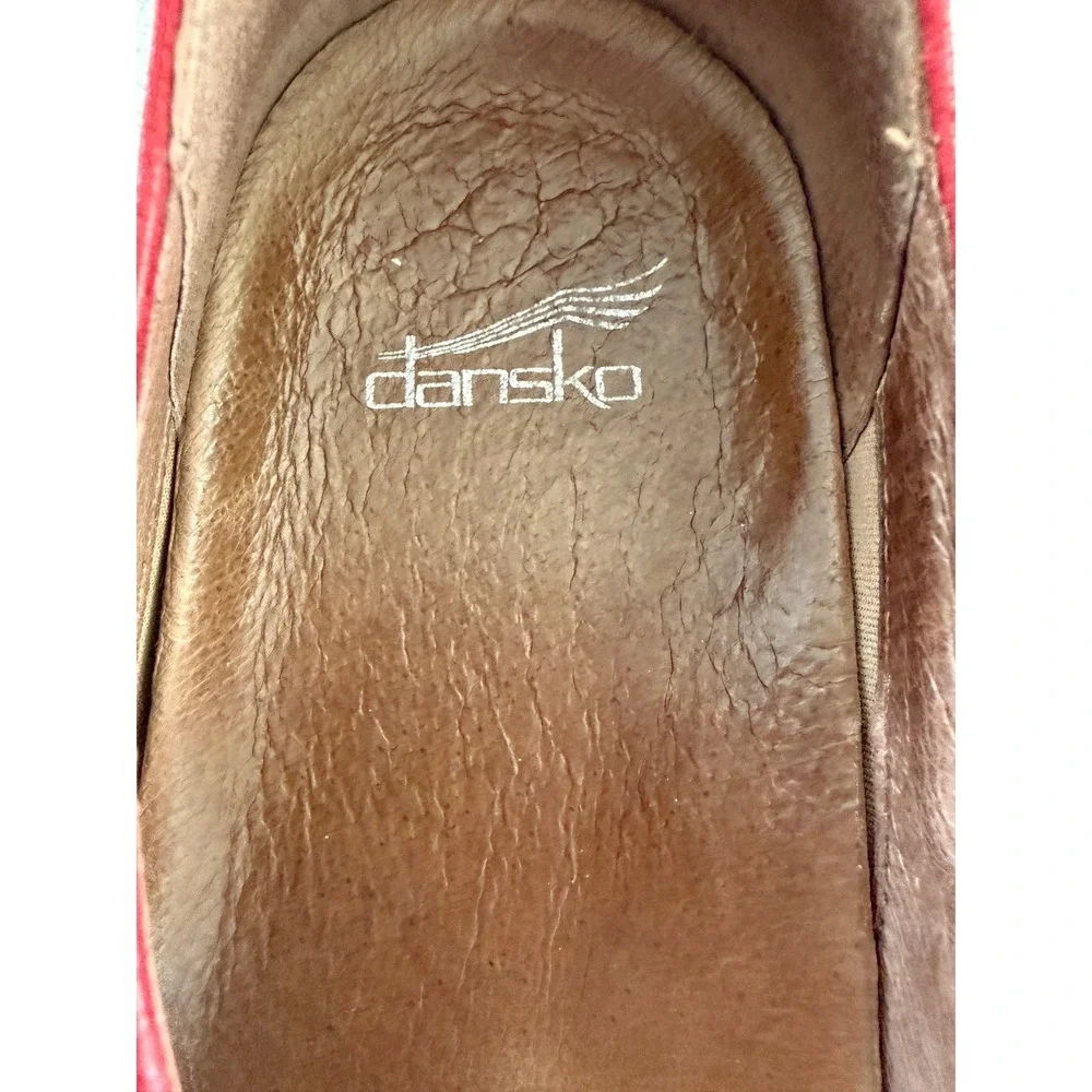 Dansko Red Loralie Nubuck Leather Mary Jane Wedge Womens 39 US 9 Buckle Comfort